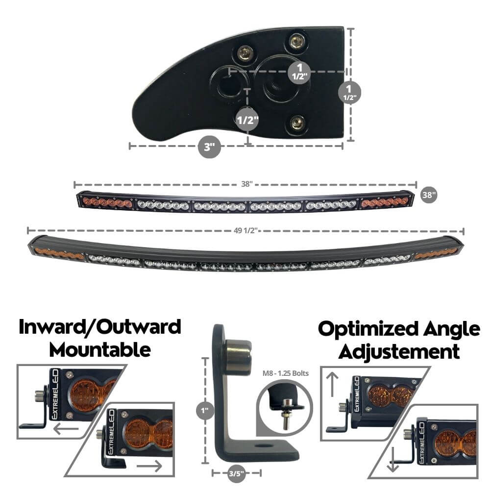ExtremeLED 50" Curved X6S Slim Amber/White 240W LED Light Bar & Harness