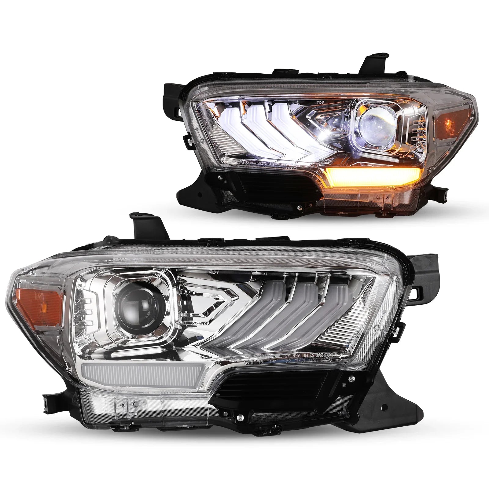 Winjet 2016-2023 Toyota Tacoma DRL Head Lights - Chrome/Clear