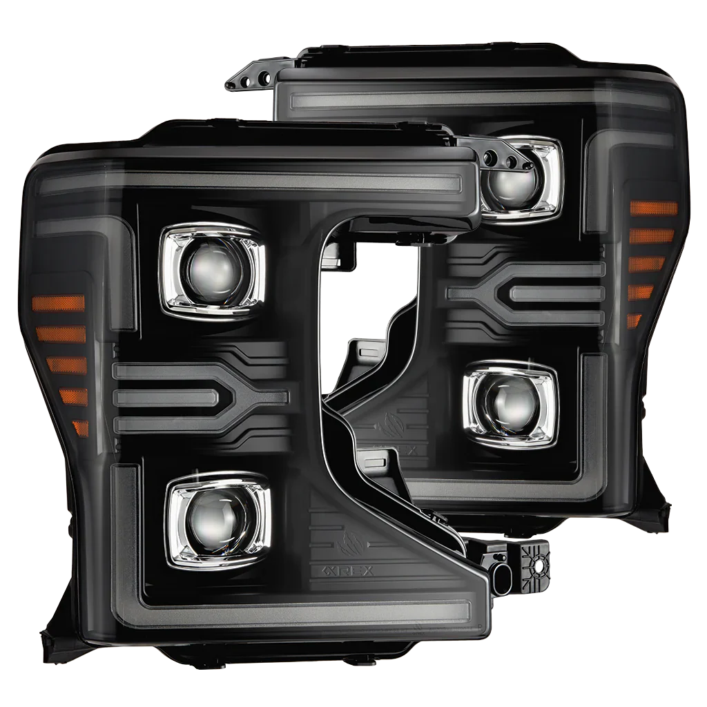 AlphaRex 20-22 Ford Super Duty LUXX-Series LED Projector Headlights Black
