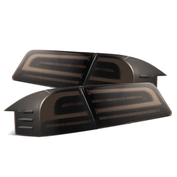 AlphaRex 12-21 Tesla Model S LUXX-Series LED Tail Lights Black Smoke (With Black Trunk Center Piece Replacement)