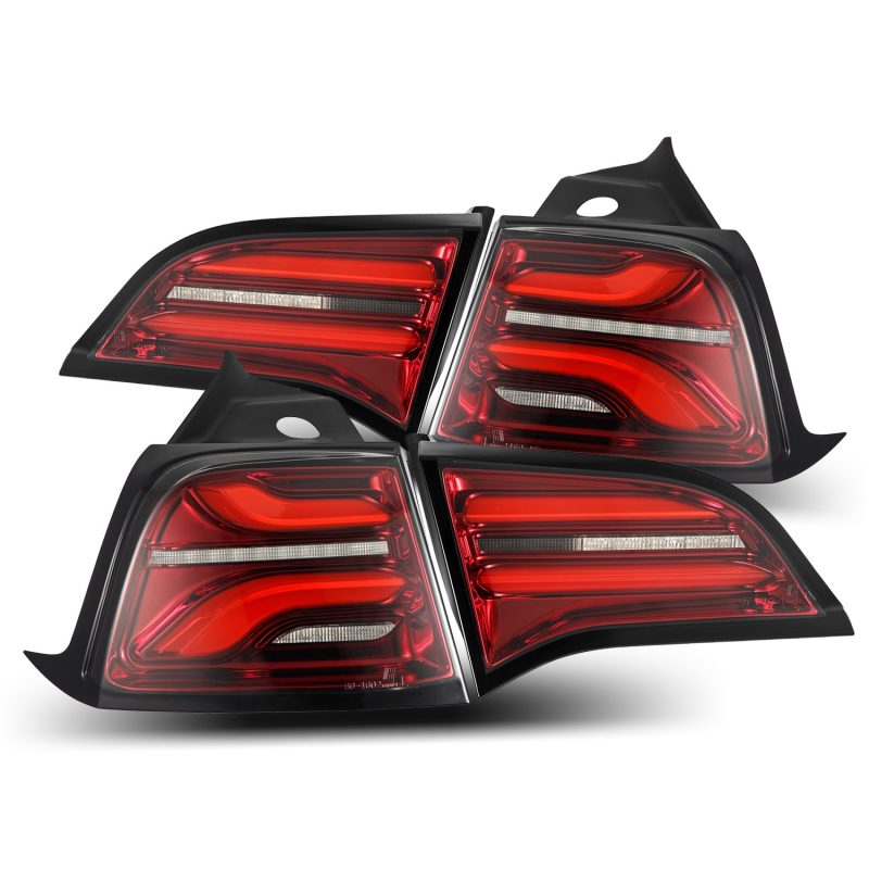AlphaRex 20-24 Tesla Model Y / 22-23 Model 3 (With Stock Amber Turn Signal) PRO-Series LED Tail Lights Red Smoke