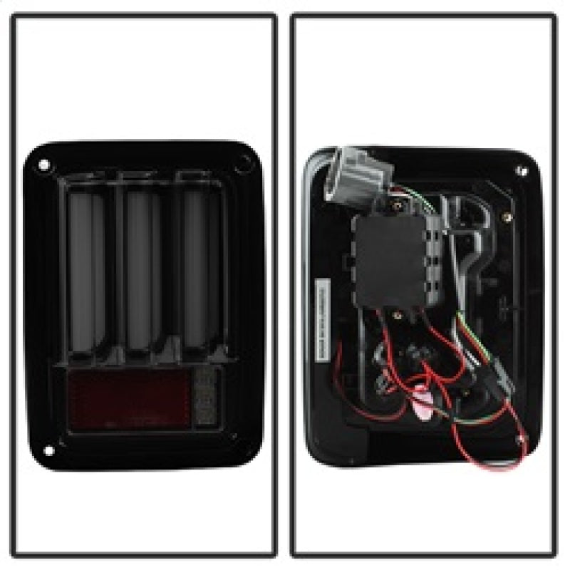 Spyder 07-16 Jeep Wrangler Version 2 Light Bar LED Tail Lights - Smoke (ALT-YD-JWA07V2-LBLED-BSM)