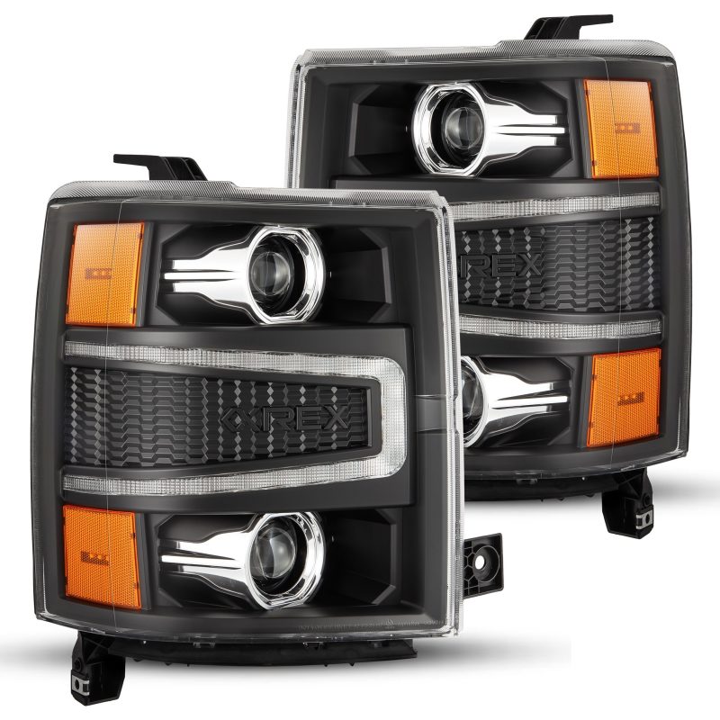 AlphaRex 14-15 Chevy 1500 PRO-Series Projector Headlights Black w/ Sequential Signal & DRL 880245 *Discontinued