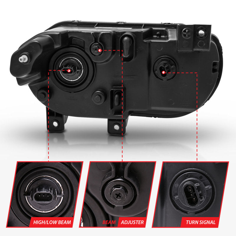Anzo 2008-2014 Dodge Challenger Crystal Headlights Black