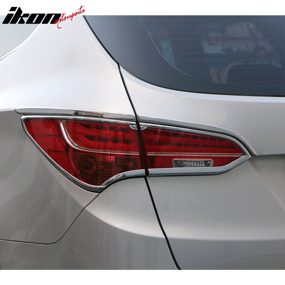 2013 Hyundai Santa Fe Chrome 4PCS Rear Tail Lights Bezel Covers ABS