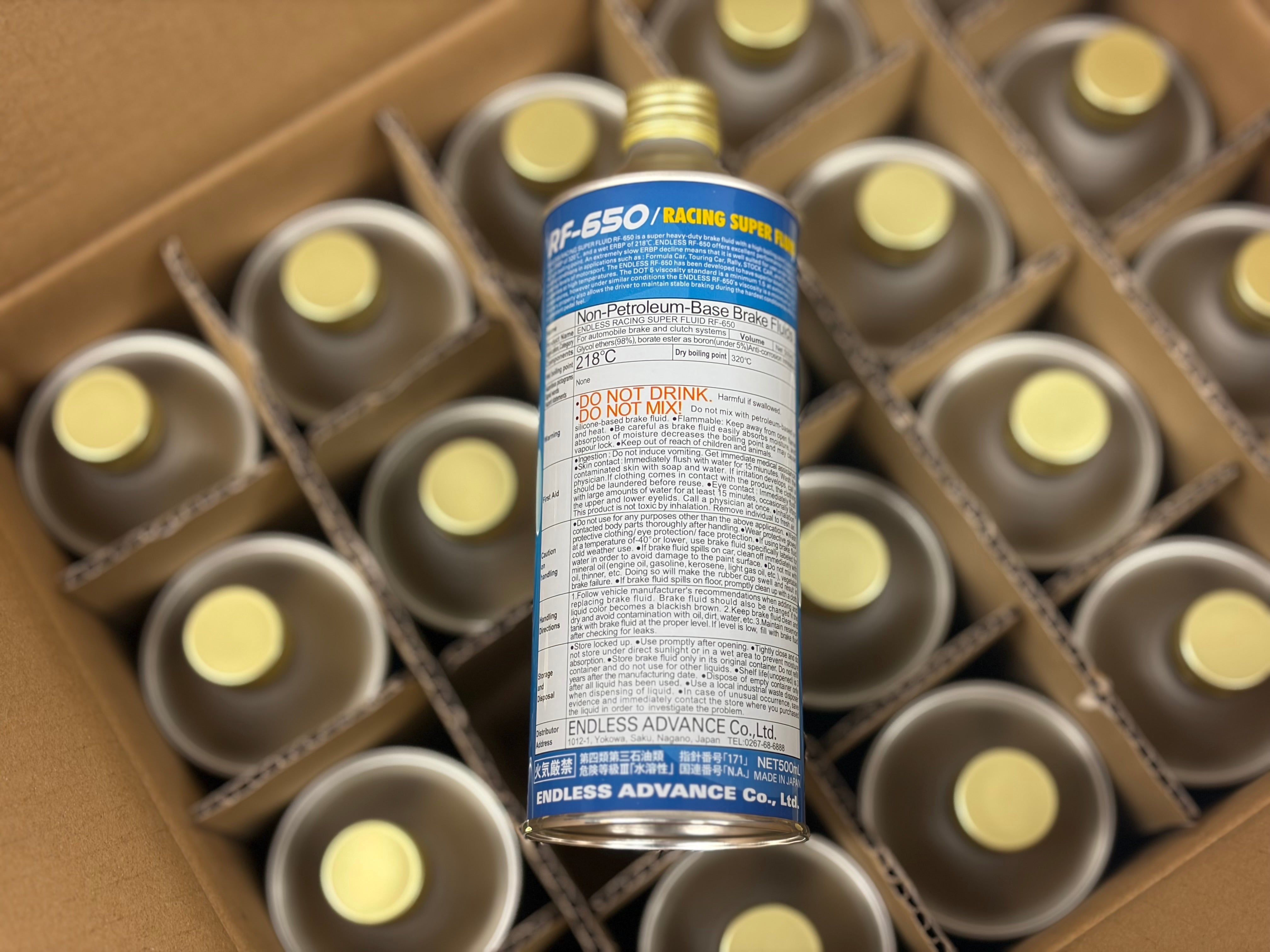 Endless RF‑650 Racing Brake Fluid 500 mL - 613°F Dry Boiling Point, Motorsport Grade RF650