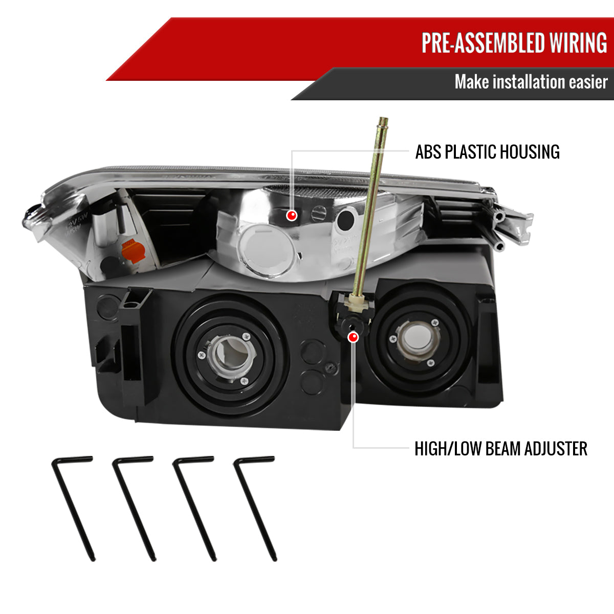 Spec-D 02-06 Avalanche 1500 2500 Headlights Bumper Lights Black