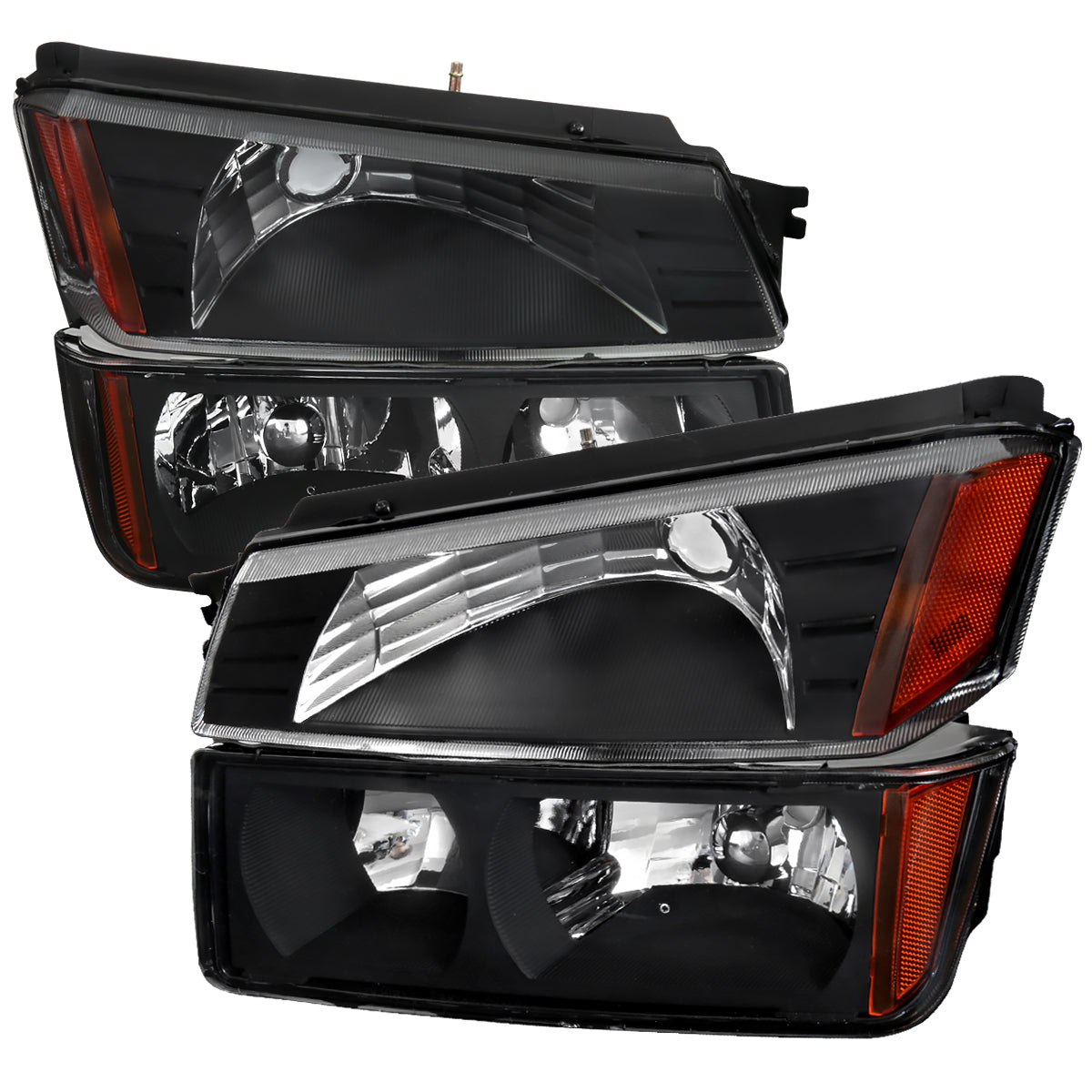 Spec-D 02-06 Avalanche 1500 2500 Headlights Bumper Lights Black
