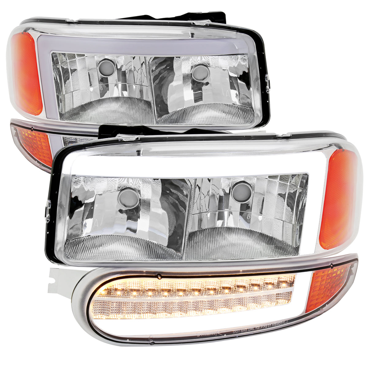 Spec-D 99-06 GMC Sierra Denali Yukon/XL SEQ Bumper Lights Headlights