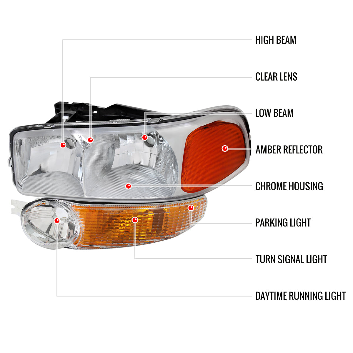 Spec-D 99-06 GMC Sierra/ 00-06 Yukon Denali Headlights OEM Style