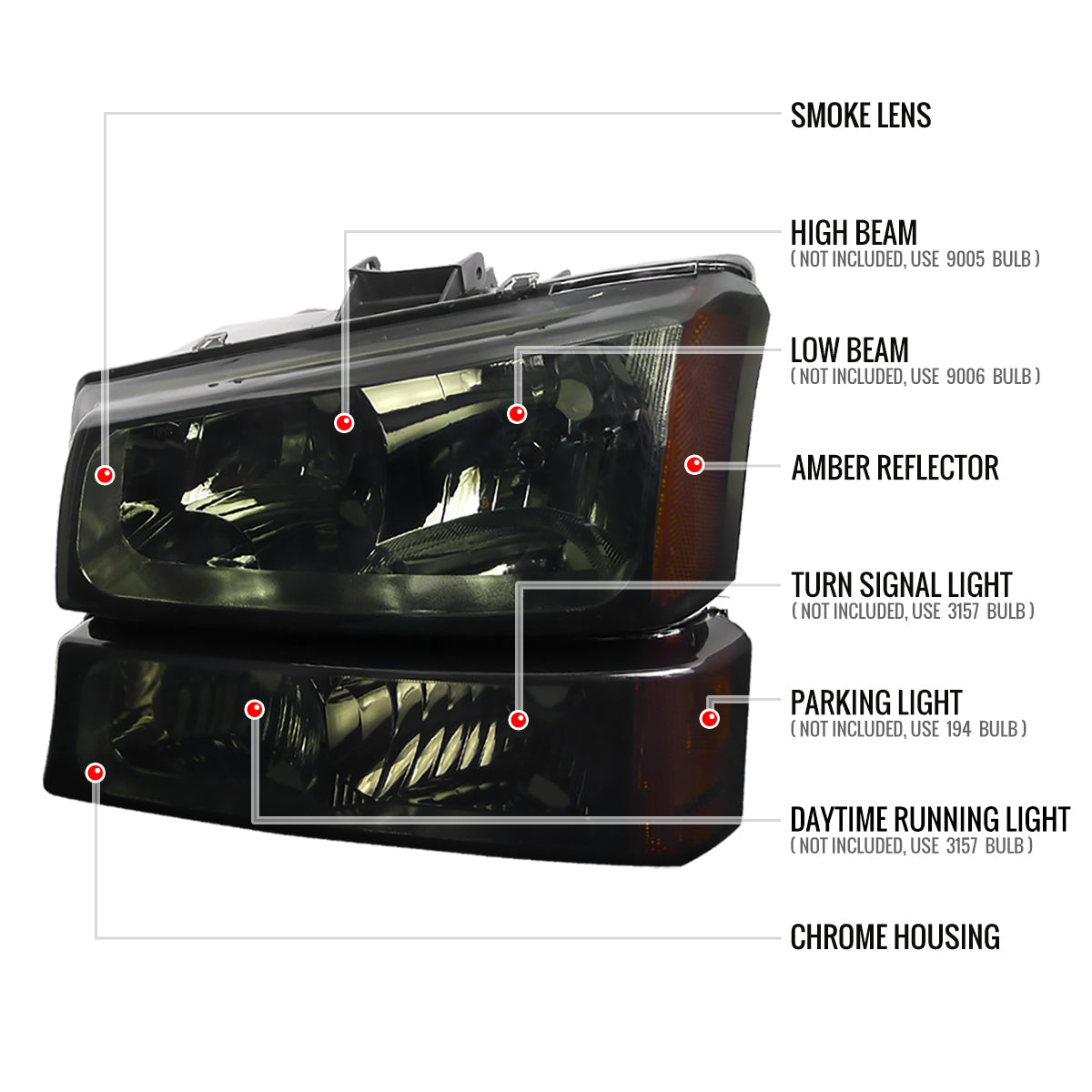 Spec-D 02-06 Avalanche/03-07 Silverado OEM Style Bumper Lights Smoked