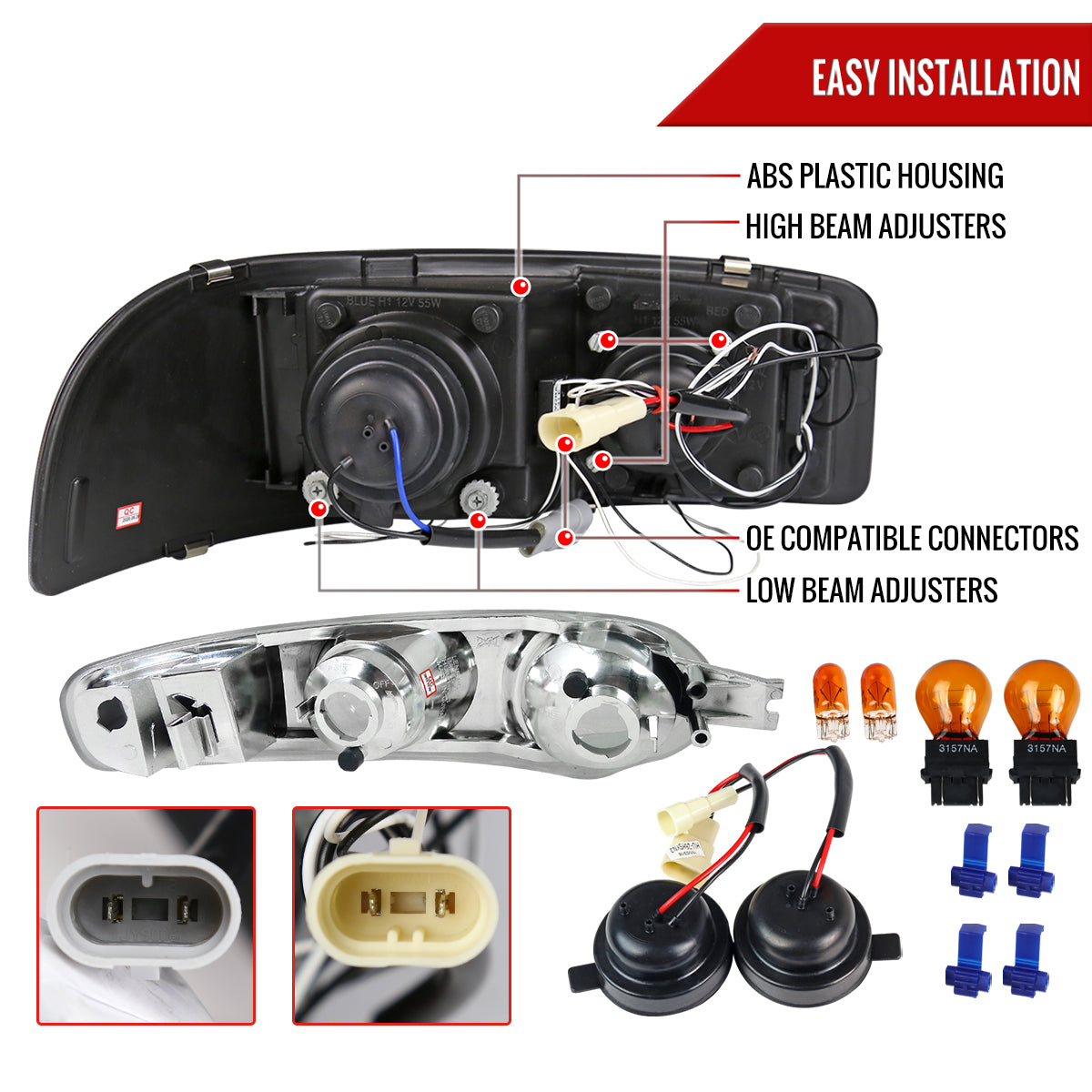 Spec-D 01-06 GMC Yukon/XL Denali/02-06 GMC Sierra Halo Bumper Lights