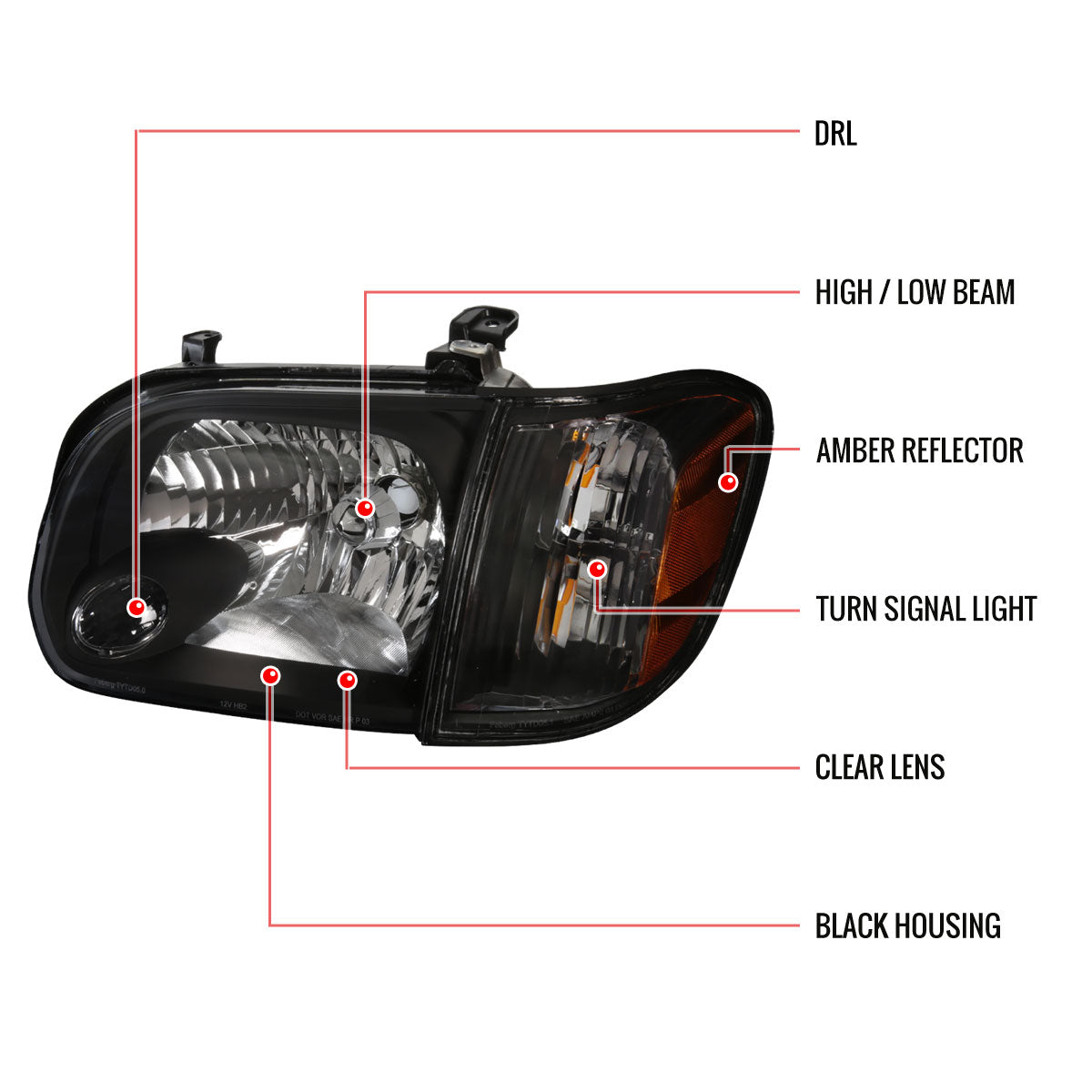Spec-D 05-06 Tundra/05-07 SR5 Ltd Sequoia OE Style Corner Lights Black