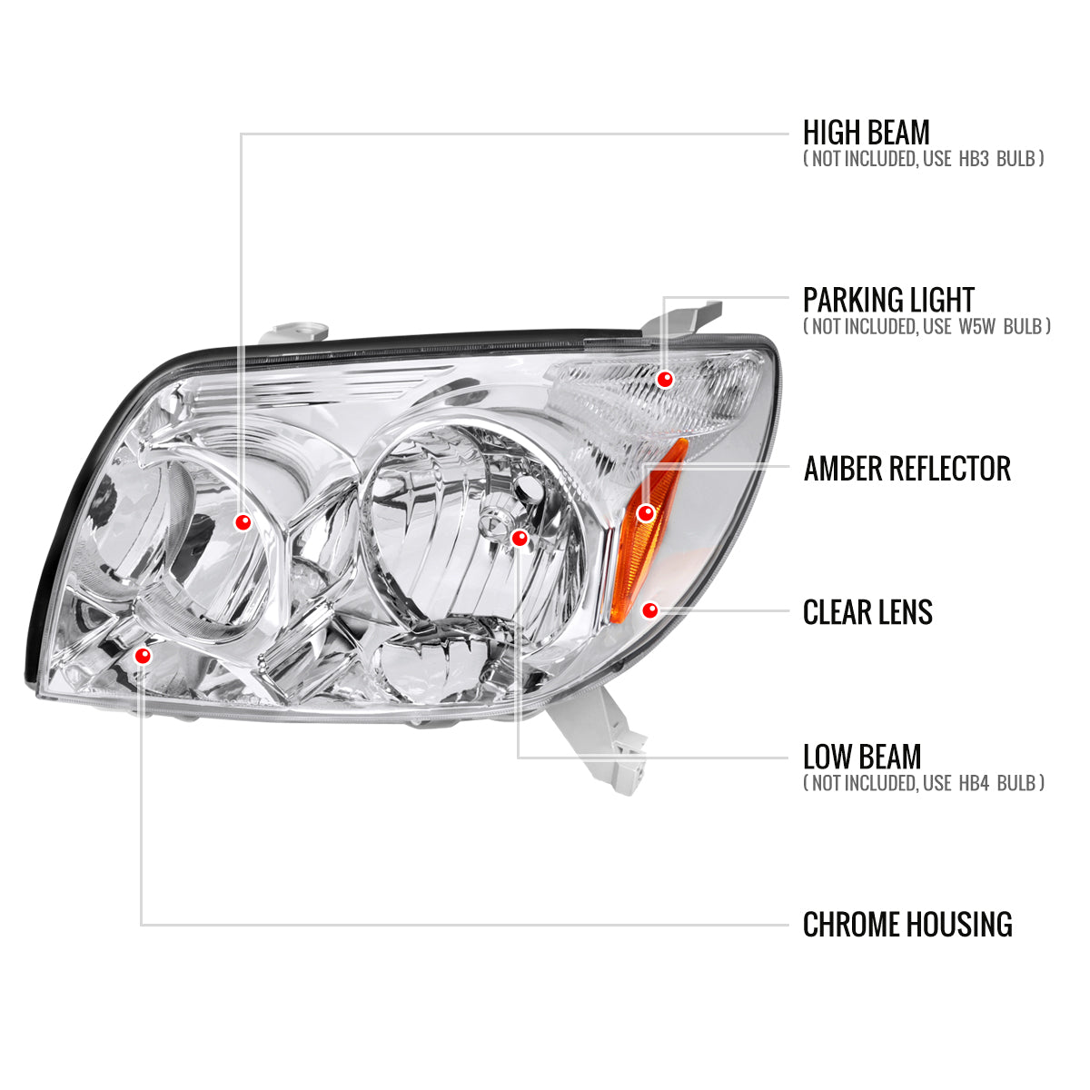 Spec-D 03-05 Toyota 4Runner Headlights Dual Halo Projector Chrome.