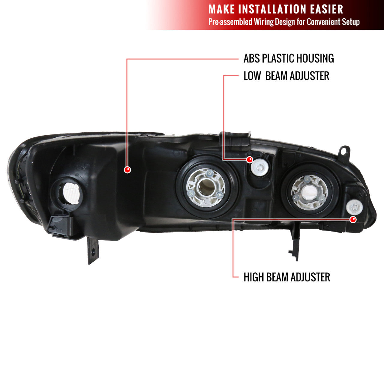 Spec-D 98-02 Honda Accord Headlights Crystal Matte Black/Clear