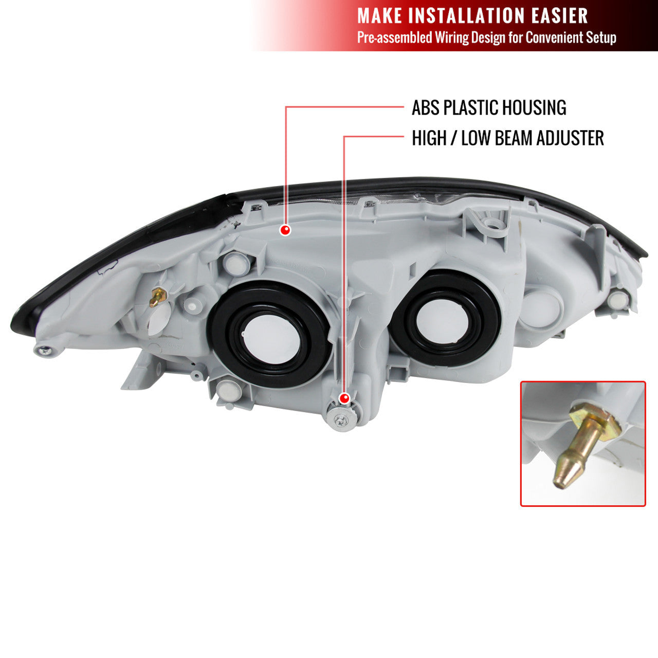 Spec-D 05-06 Toyota Camry Headlights OEM Style Matte Black/Clear