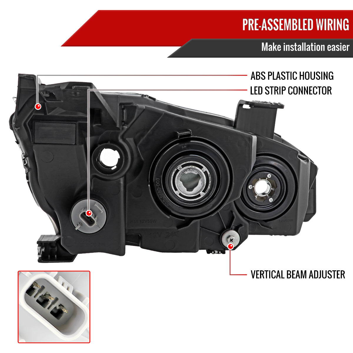 Spec-D 16-21 Honda Civic Projector Headlights OEM Style Chrome