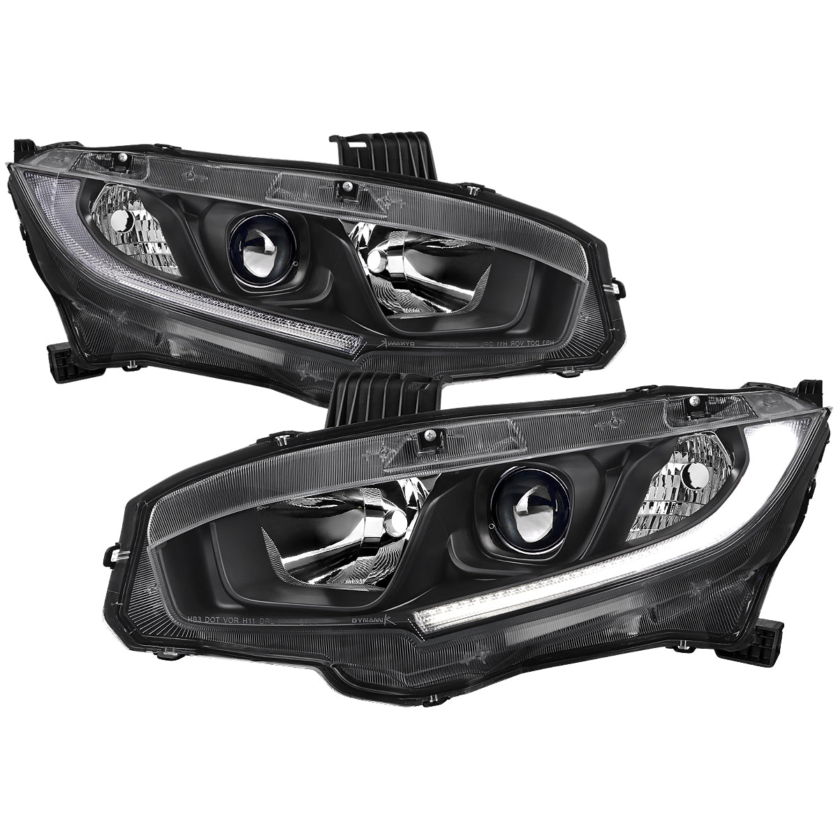 Spec-D 16-21 Honda Civic Headlights OEM Style Projector Black.