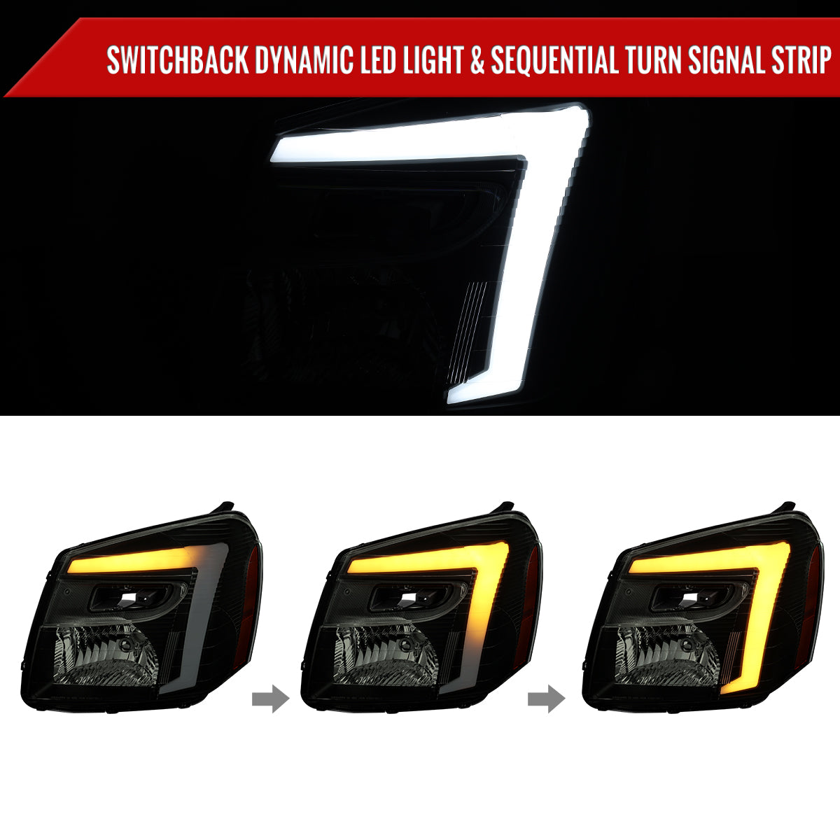 Spec-D 05-09 Equinox Headlights OEM Style Sequential Black/Smoked
