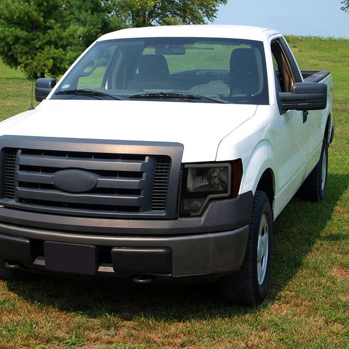 Spec-D 09-14 Ford F-150 Headlights OEM Style Amber Black/Smoked