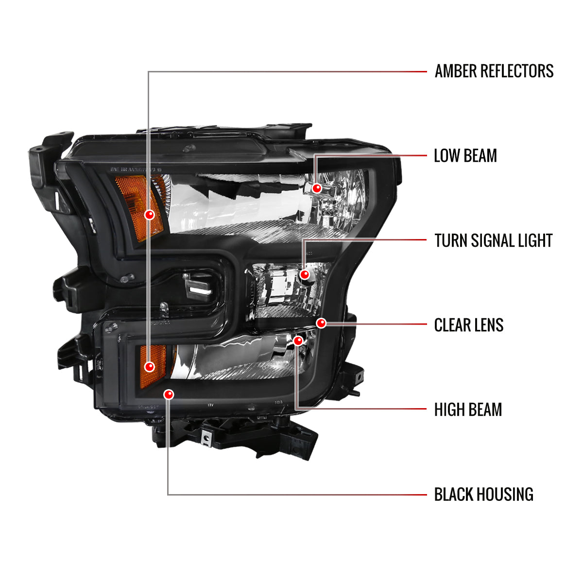 Spec-D 15-17 Ford F-150 Headlights OEM Style Replacement Black