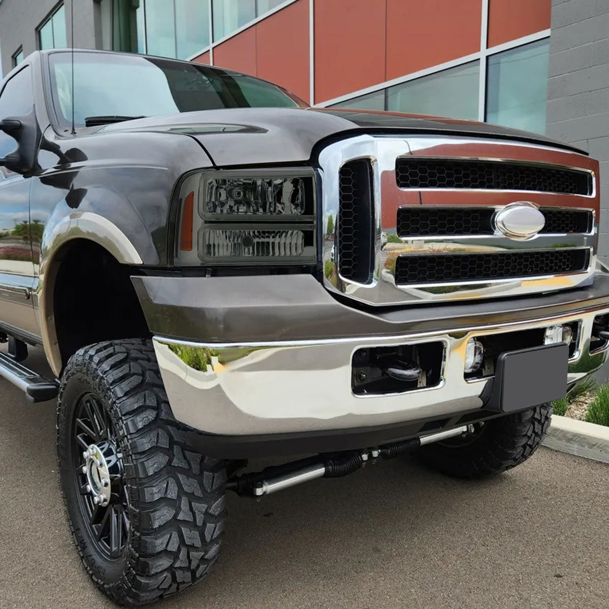Spec-D 05-07 Ford F-250 F-350 Headlights Projector Jet Black/Smoked G3