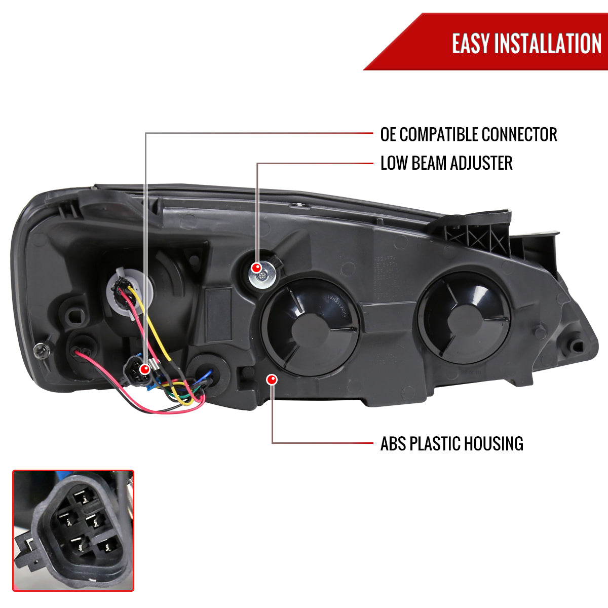 Spec-D 05-10 Pontiac G6 Headlights OEM Style Amber Reflectors Black