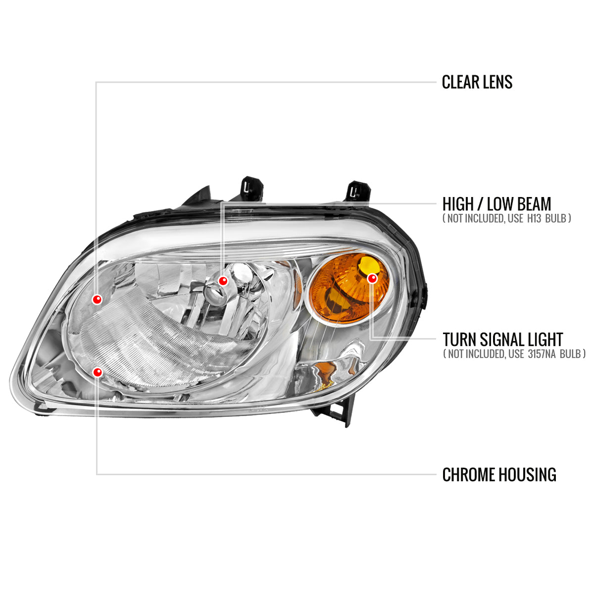 Spec-D 06-11 Chevy HHR OEM Style Headlights Chrome/Clear