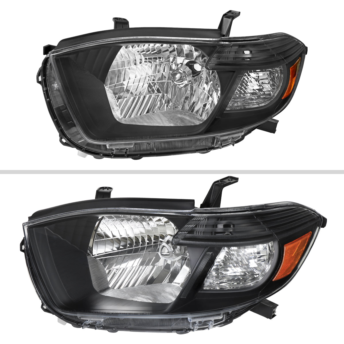 Spec-D 08-10 Toyota Highlander Headlights OEM Style Matte Black/Clear