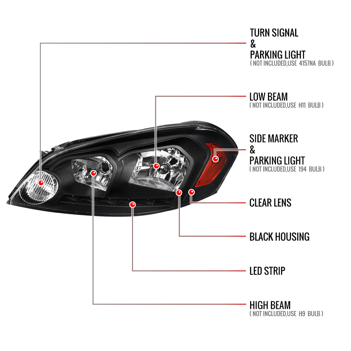 Spec-D 06-15 Chevy Impala Headlights Projector V2 Black