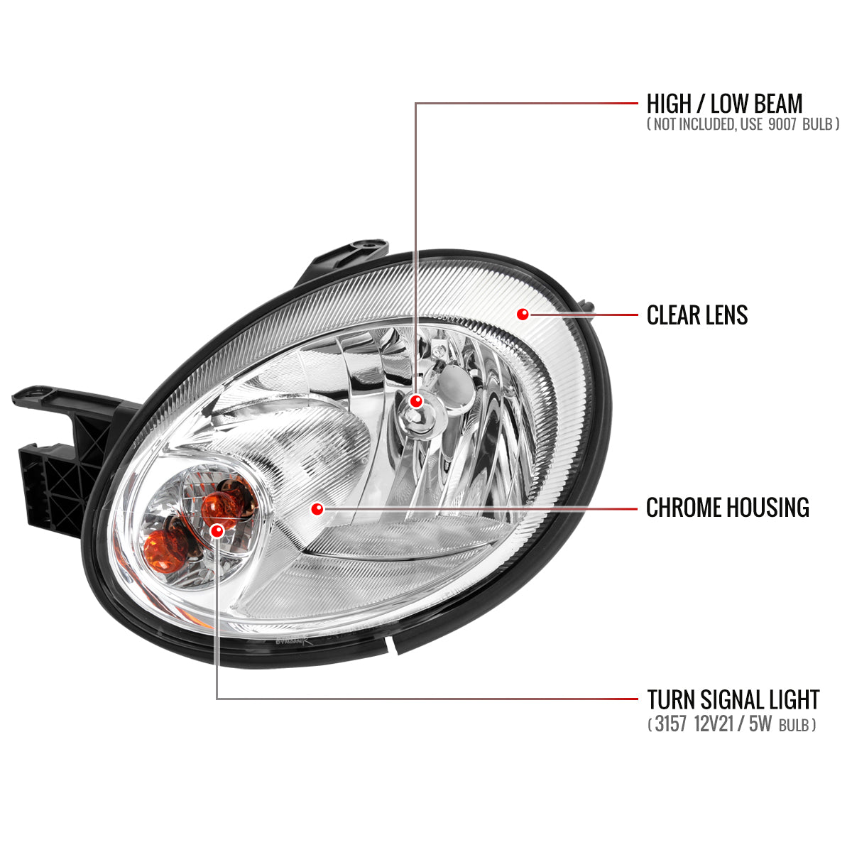 Spec-D 03-05 Dodge Neon Headlights OEM Crystal Chrome/Clear.