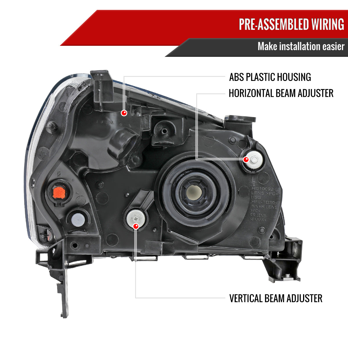 Spec-D 03-05 Honda Pilot Headlights OEM Style Matte Black/Clear