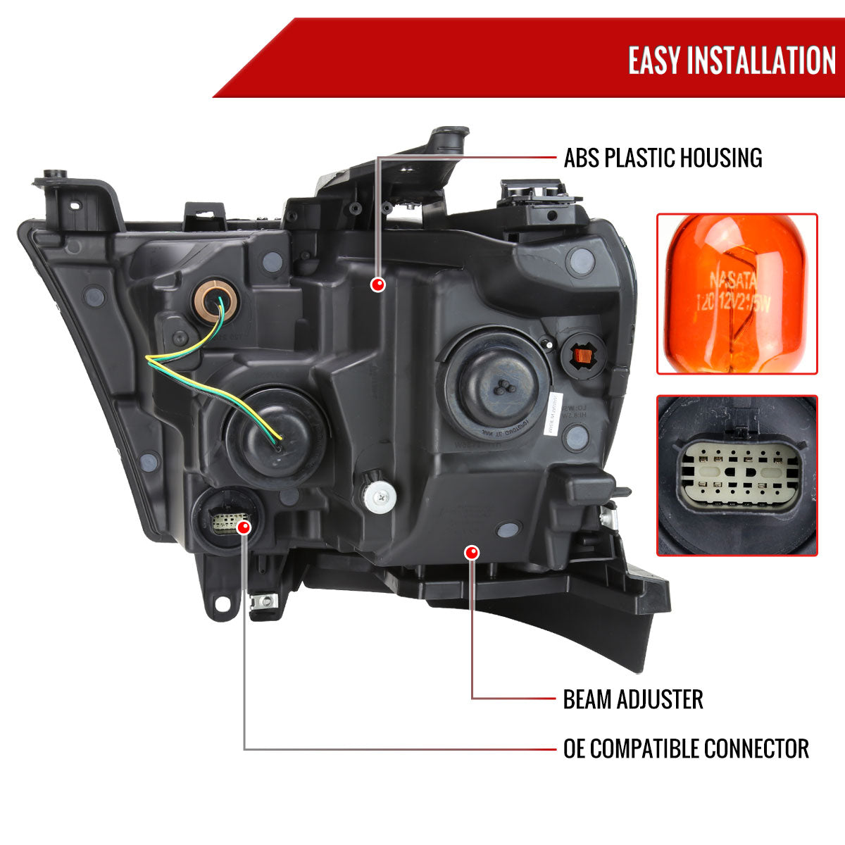 Spec-D 19-24 Ram 1500 Passenger Headlight Black/Clear Replacement