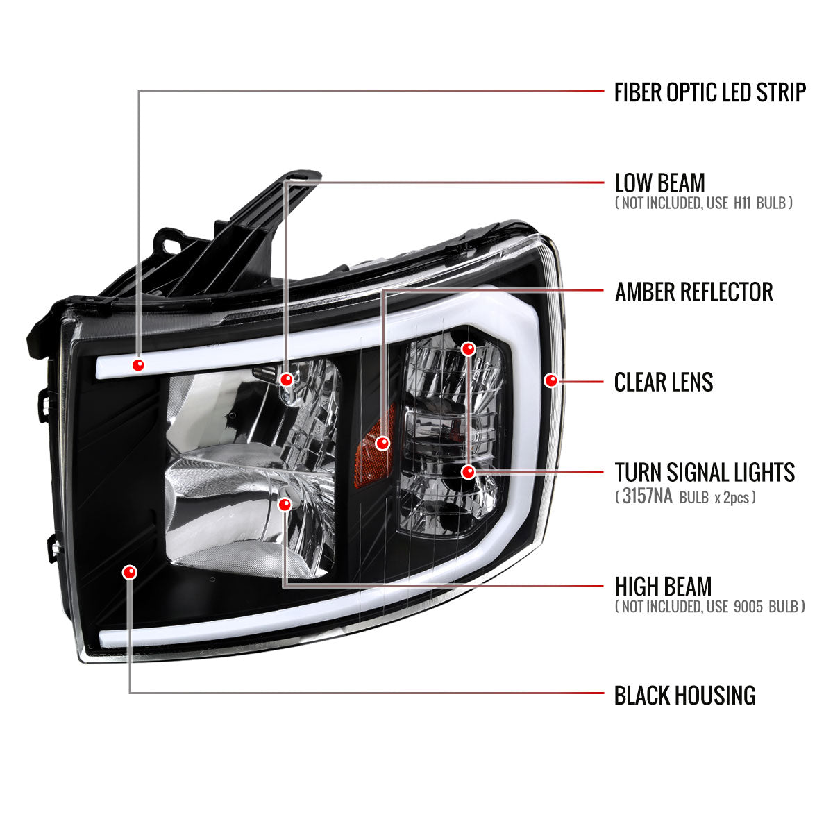 Spec-D 07-13 Tundra/08-17 Sequoia Headlights with LED Signals Black
