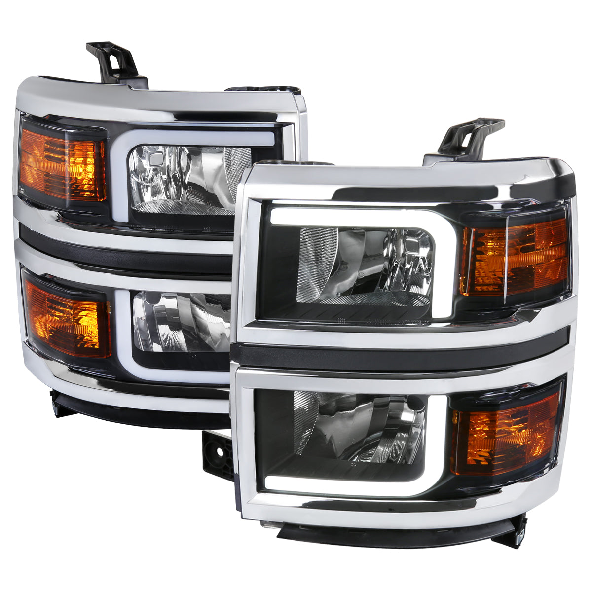 Spec-D 14-15 Chevy Silverado 1500 LED Bar OE Style Headlights Black