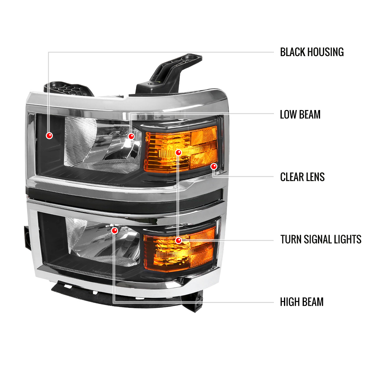 Spec-D 14-15 Chevy Silverado 1500 Headlights OEM Style Black