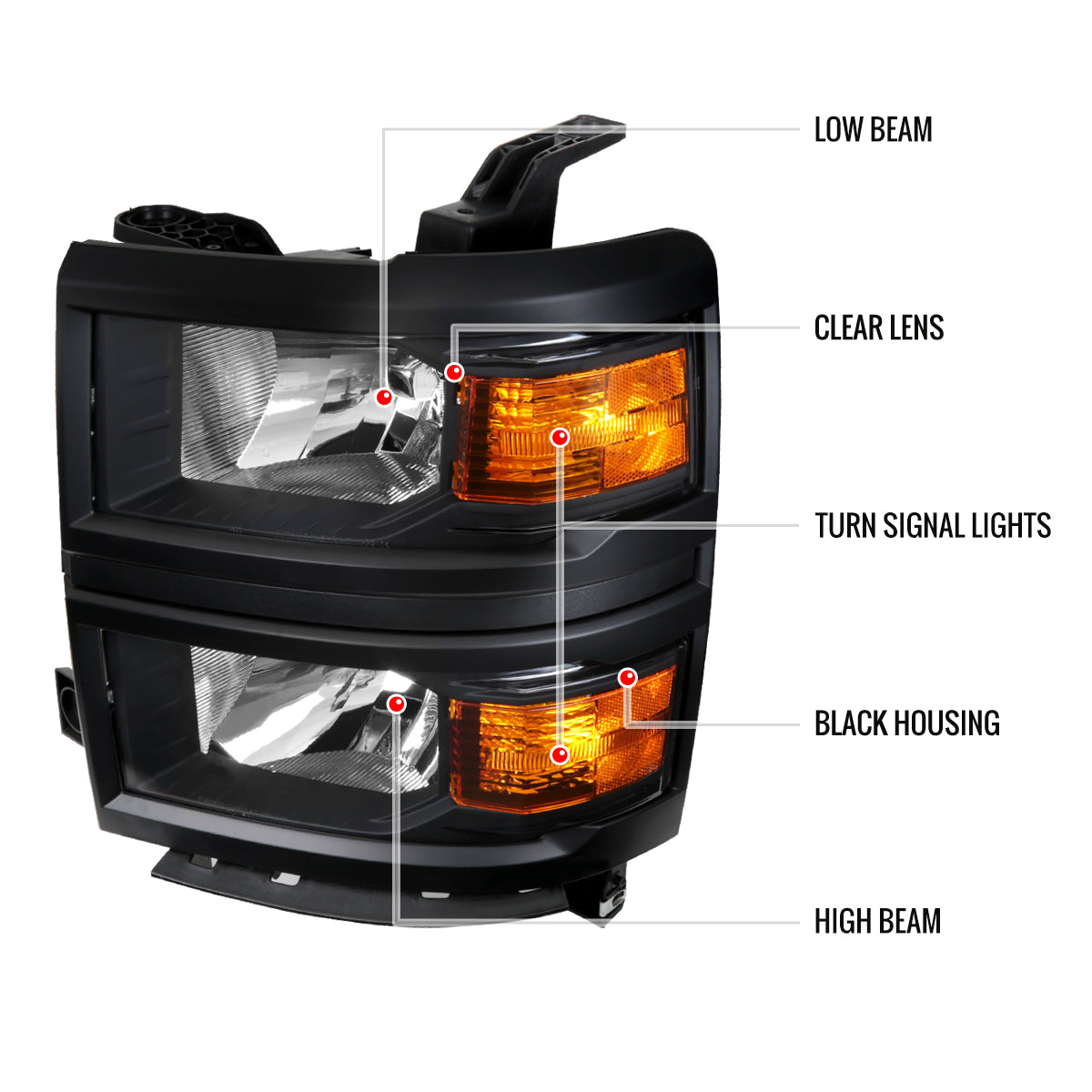 Spec-D 14-15 Chevy Silverado 1500 Headlights OEM Style V2 Black
