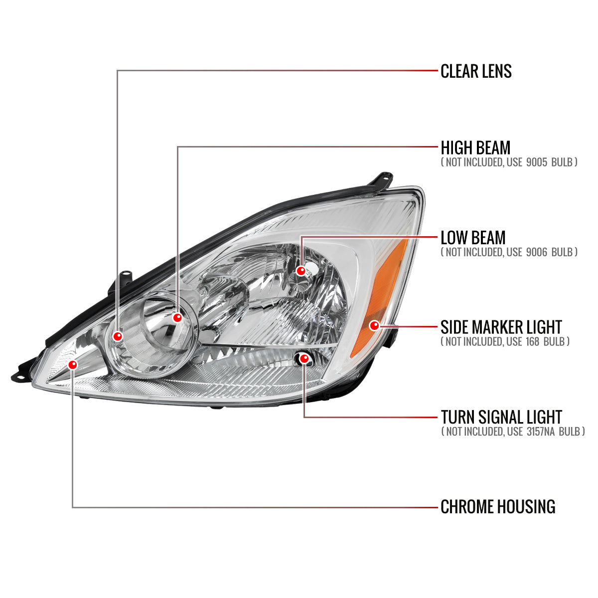 Spec-D 04-05 Toyota Sienna Headlights OEM Style Clear Amber