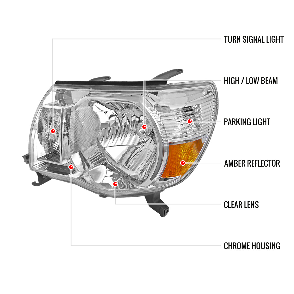Spec-D 05-11 Toyota Tacoma Headlights OEM Style Chrome