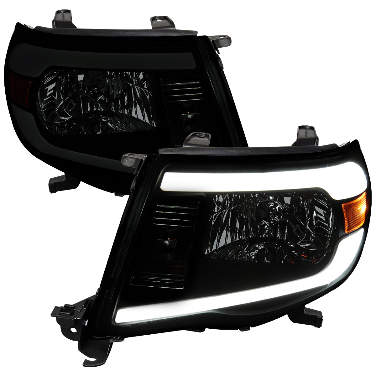 Spec-D 05-11 Tacoma LED Bar OE Style Black w/ Smoked Lens Headlights