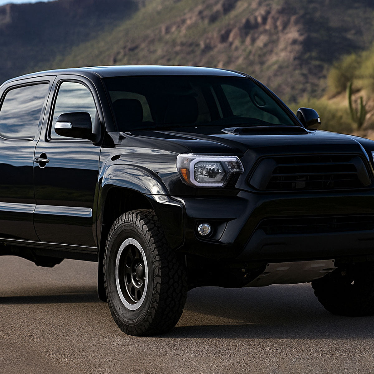 Spec-D 12-15 Tacoma Bar OE Style with Amber Reflector Headlights Black