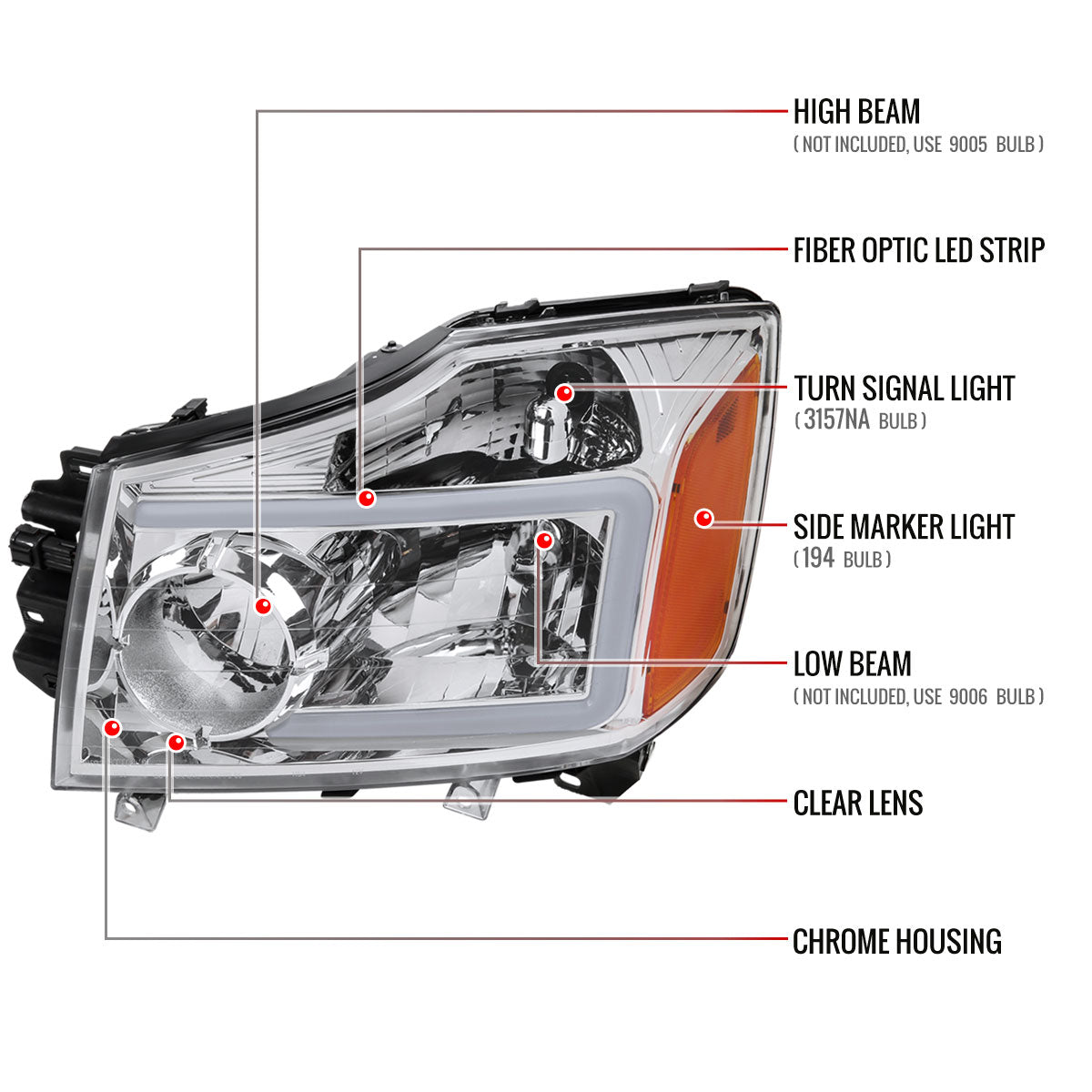 Spec-D 04-15 Nissan Titan Headlights Projector Chrome/Clear G3