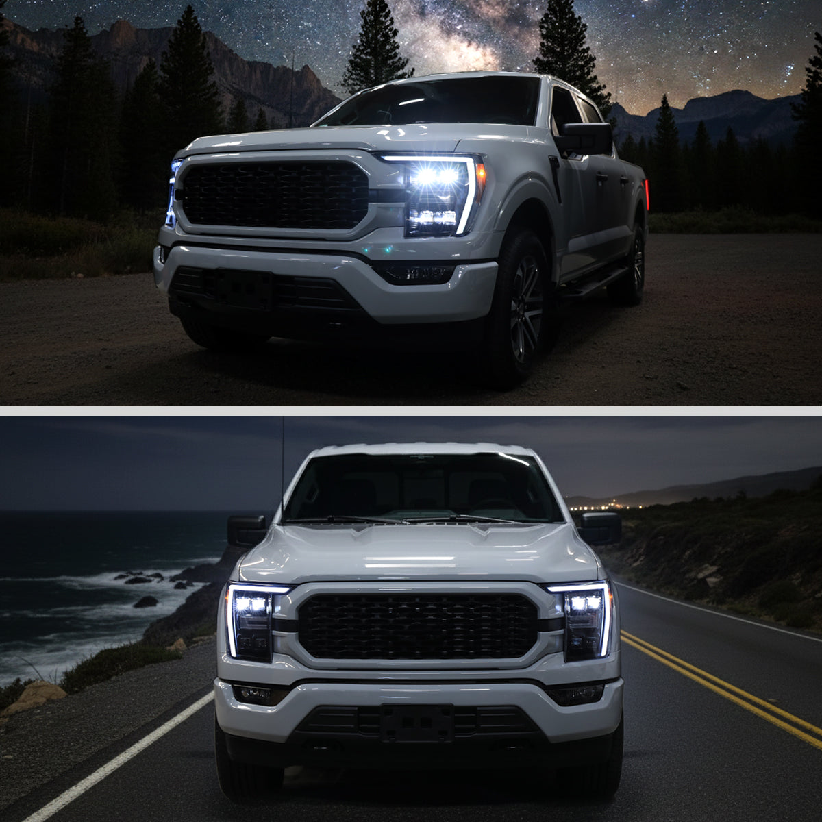 Spec-D 21-23 F-150 SEQ LED Projector Headlights Halogen Smoked