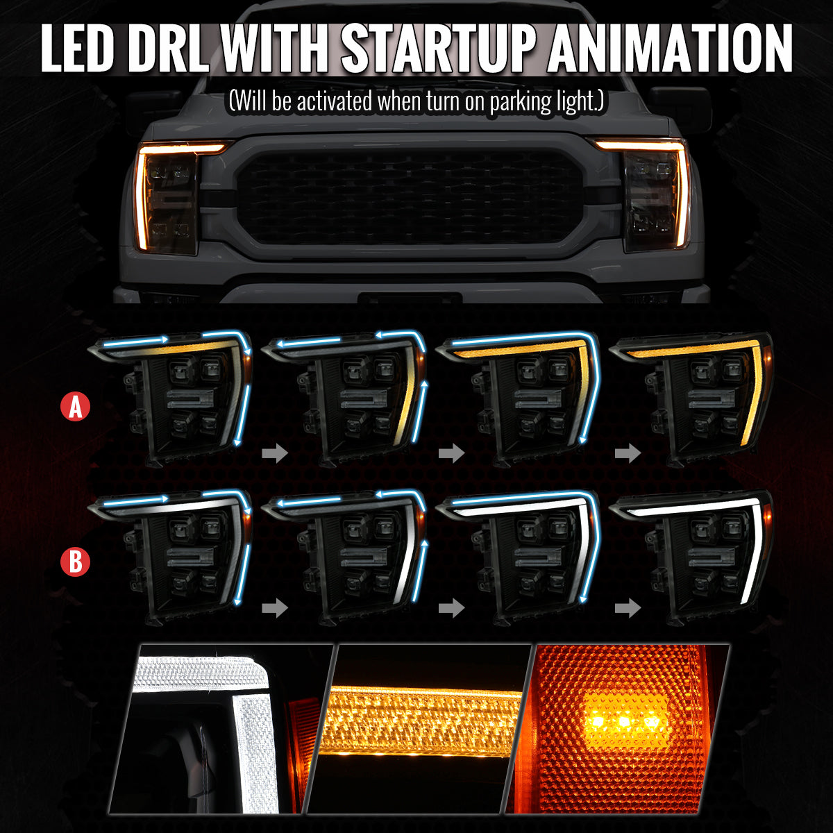 Spec-D 21-23 F-150 SEQ LED Projector Headlights Halogen Smoked