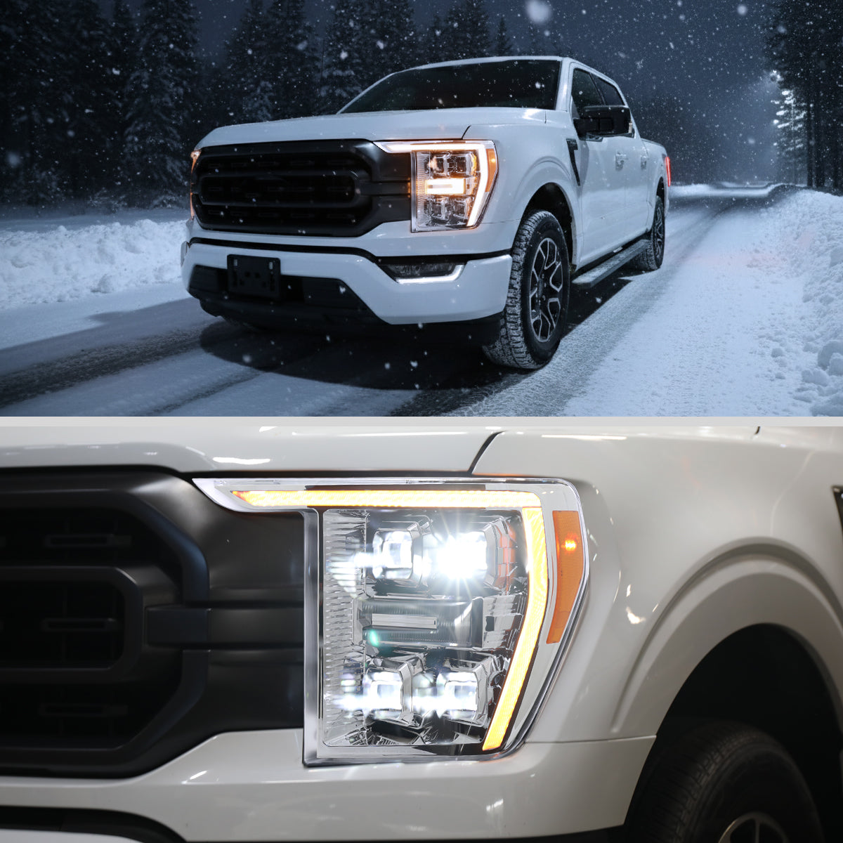 Spec-D 21-23 Ford F-150 OEM LED Headlights Full Sequential Chrome