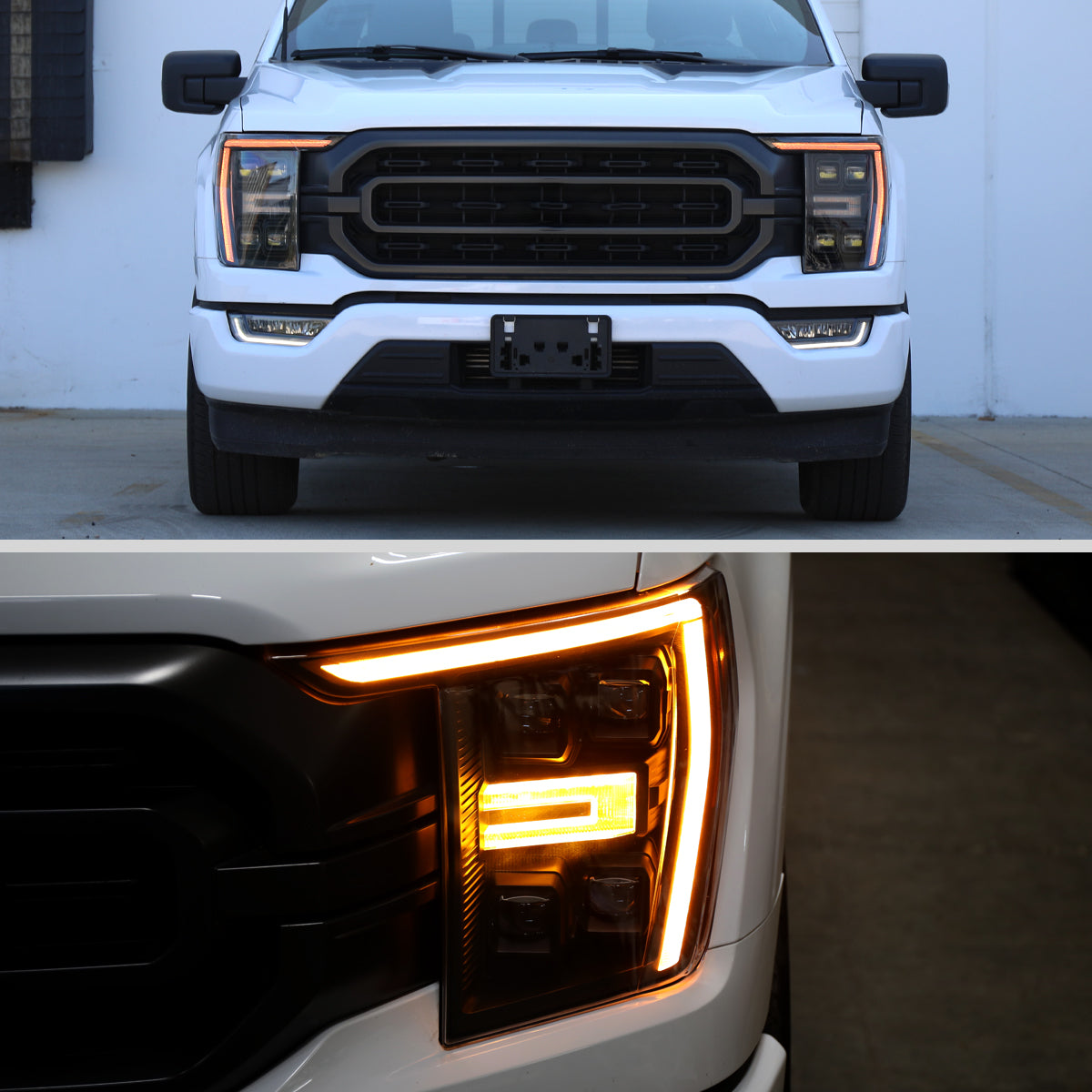 Spec-D 21-23 F-150 SEQ LED Projector Headlights OEM Matte Black/Clear