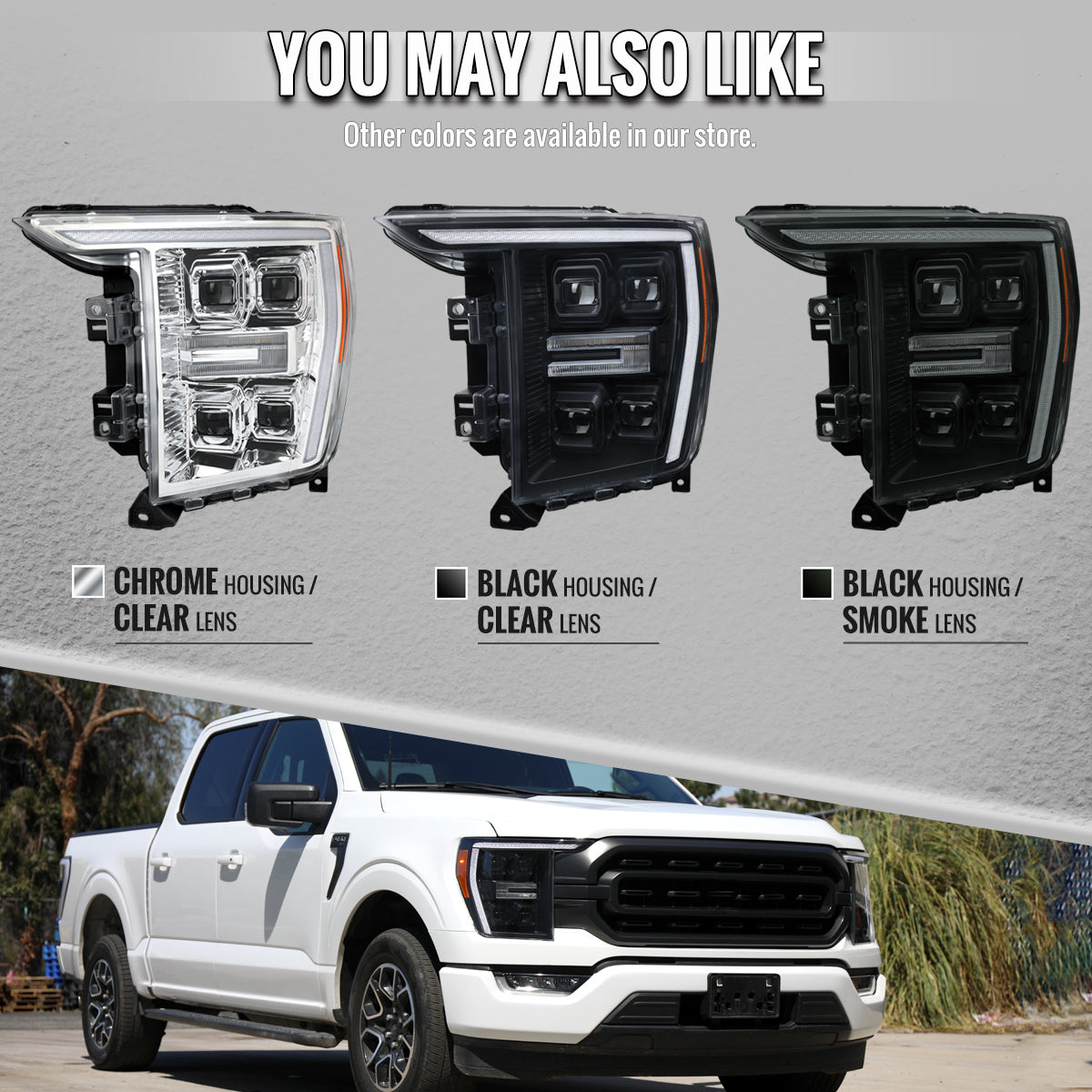 Spec-D 21-23 F-150 SEQ LED Projector Headlights OEM Matte Black/Clear
