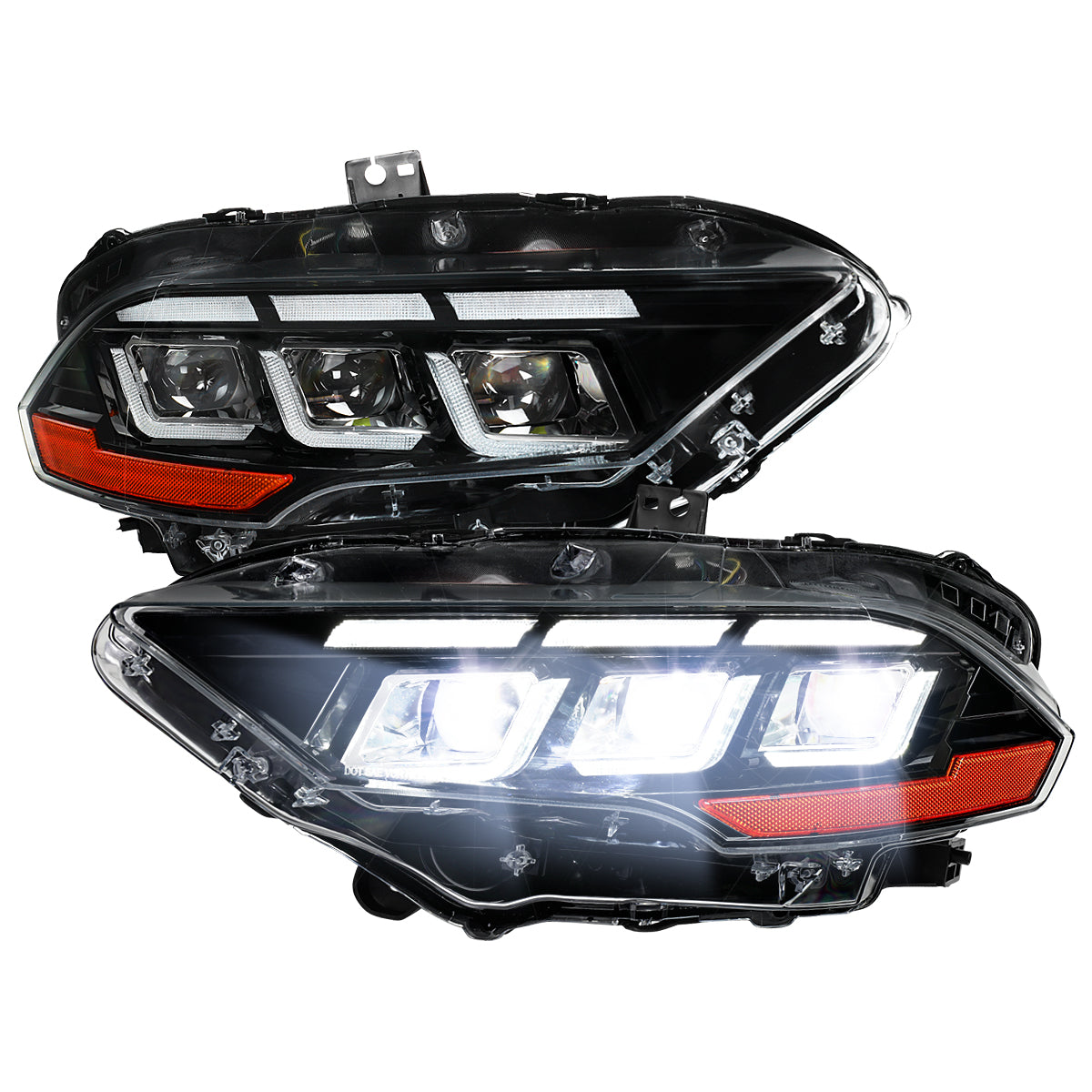 Spec-D 18-23 Mustang Pro Headlights SEQ with Start-Up Animation Black