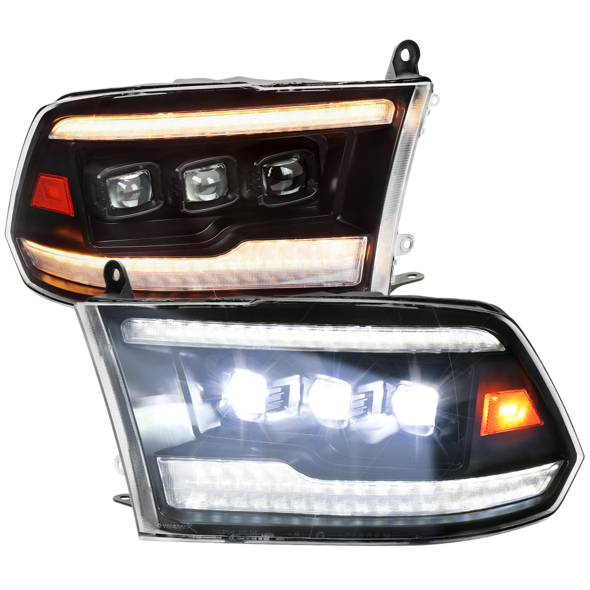Spec-D 10-18 Ram 1500 2500 3500 /19-21 Ram Classic SEQ Headlights Blk