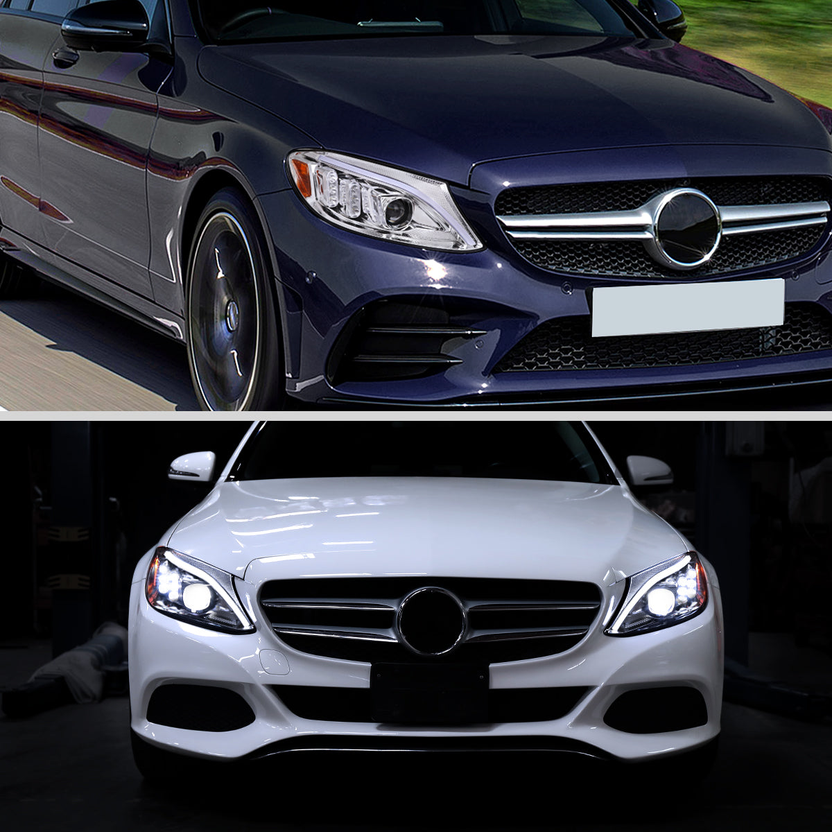 Spec-D 15-18 Mercedes C-Class W205 Headlights Sequential LED Chrome